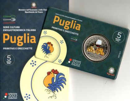 5 euro - Primitivo e Orecchiette - Puglia - Italia - 2022 - FDC