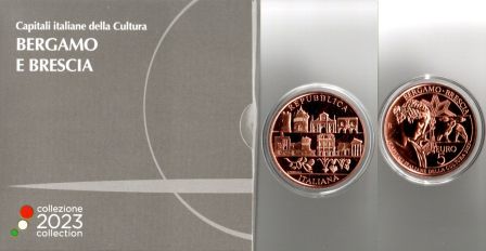 novita - Commemorative area italiana - Italia - Bergamo e Brescia capitali  della cultura - Moneta da 5 euro in rame